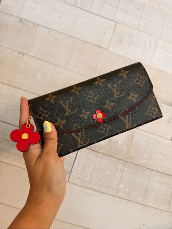 Louis Vuitton Handbags - Louis Vuitton Brown Monogram Continental Wallet with Red Flower Accent